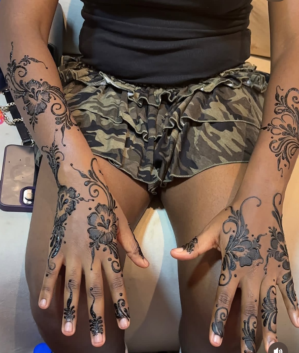 Henna design drawn freehand