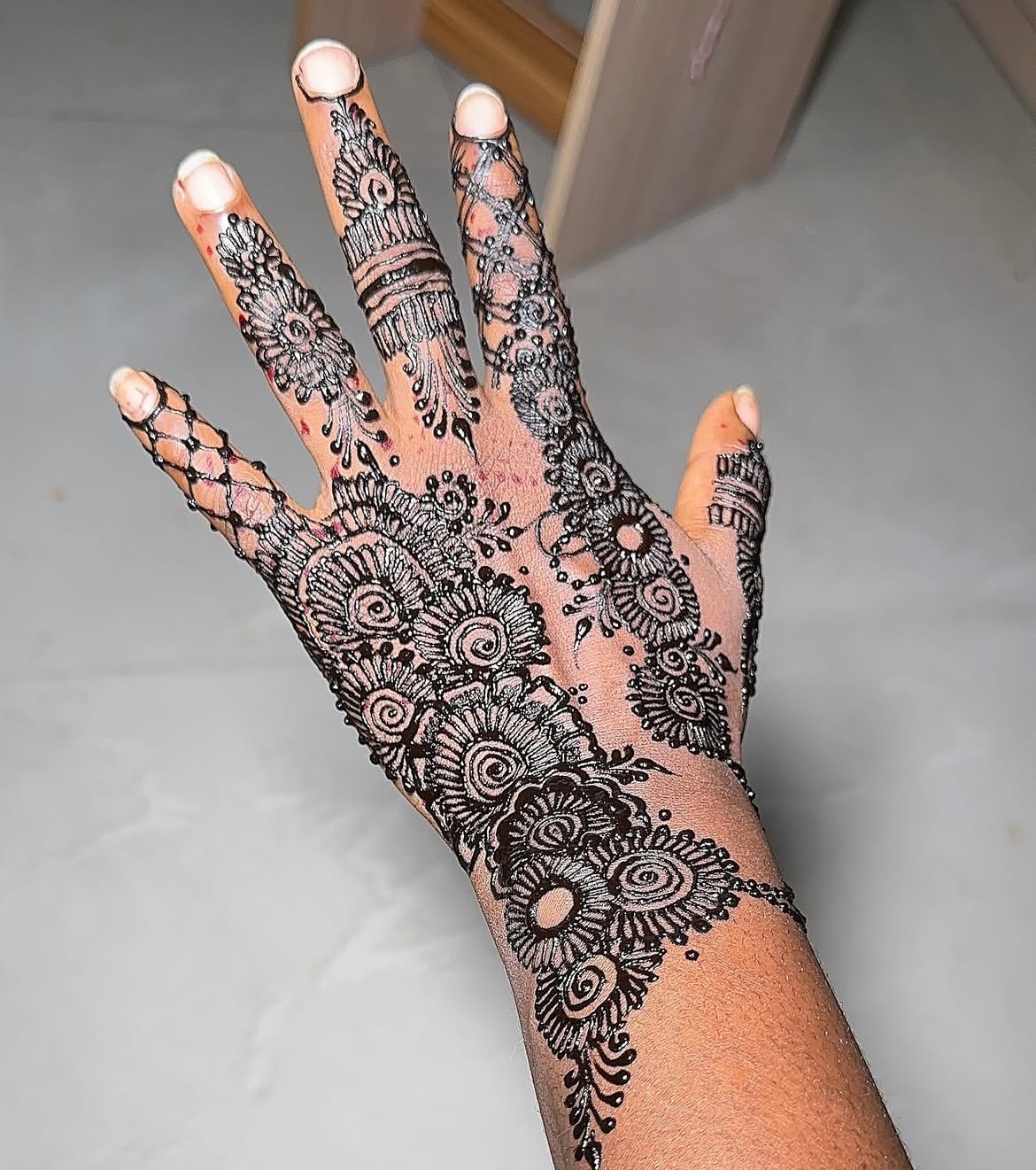 Henna design drawn freehand